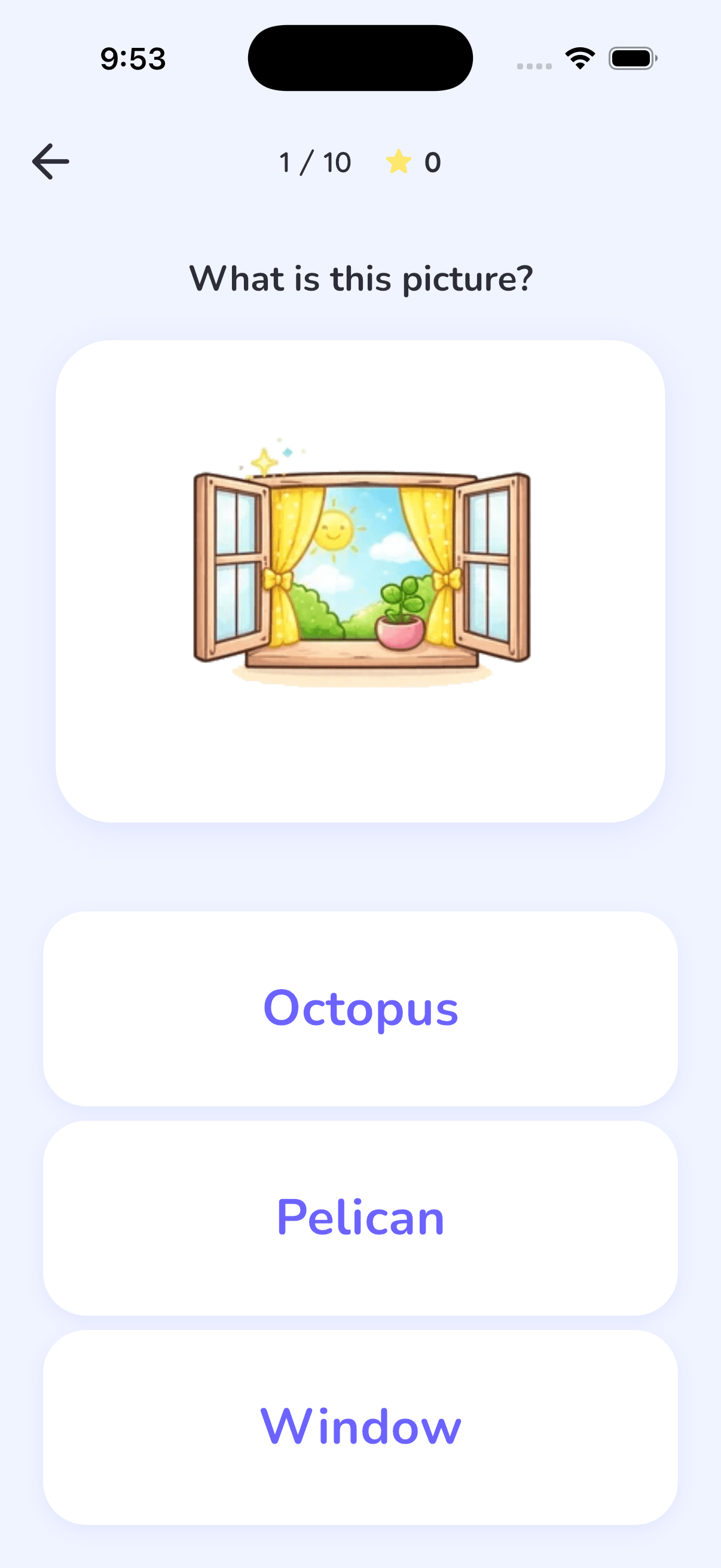 Picture to word matching challenge