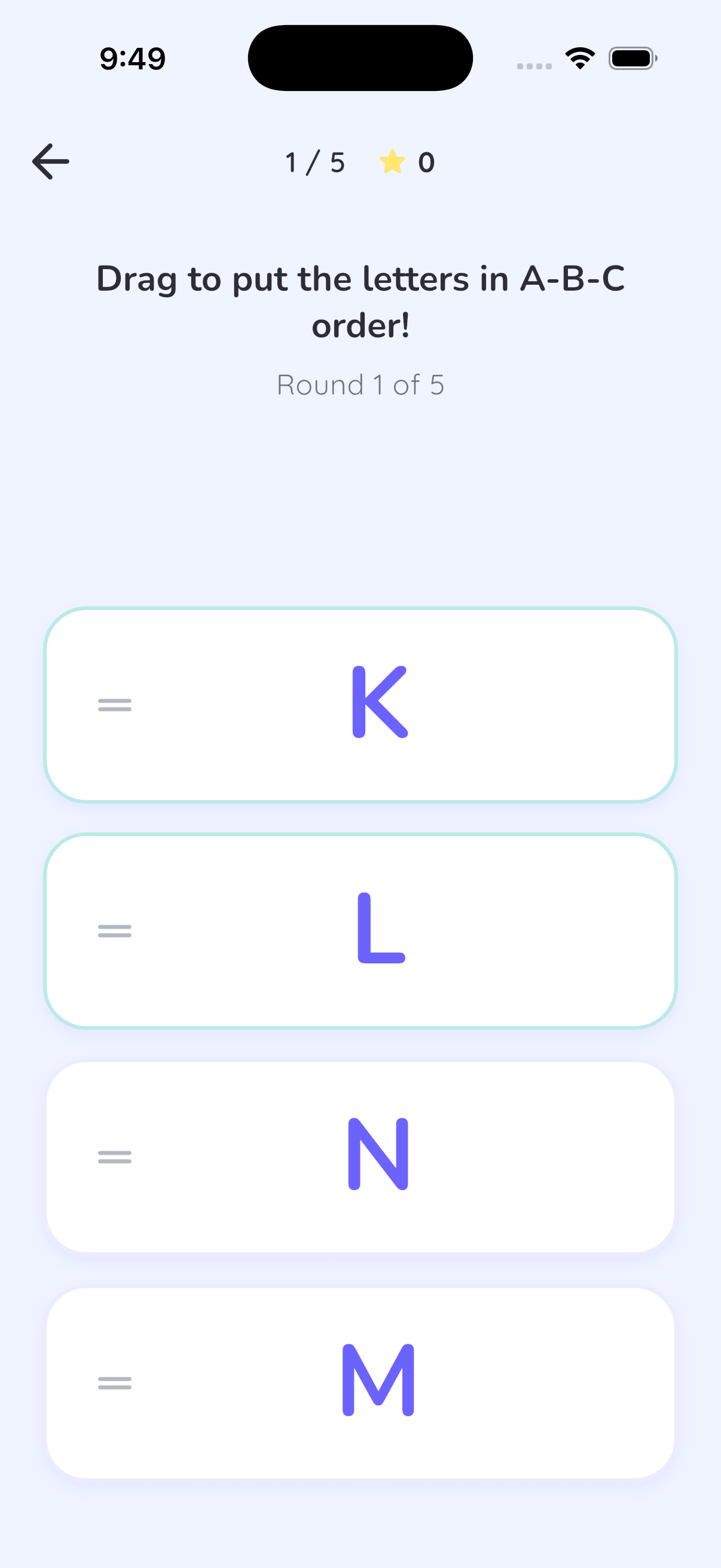 Letter ordering challenge